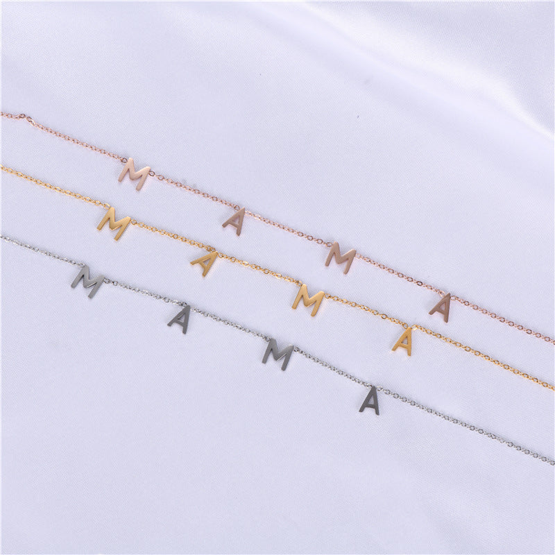 Wholesale MAMA Mother's Day Titanium Steel Necklace